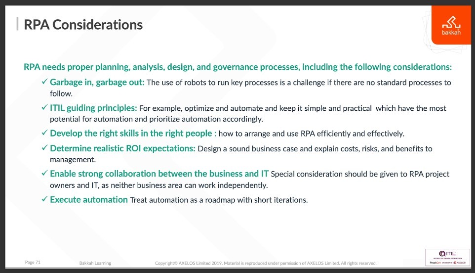 ما هي أهم الاعتبارات الخاصة بتقنية أتمتة العمليات الروبوتية (RPA Considerations)؟